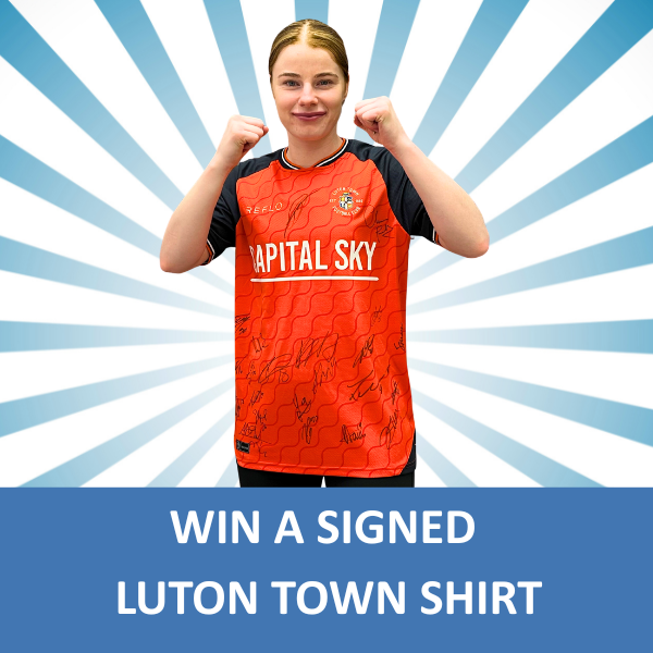 The signed Luton Town F. C. Shirt you could win in our prize draw